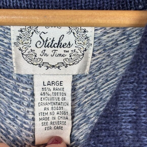 Stitches in Time Women's Full Zip Beaded Embroidered Cardigan Sweater Size Large - Picture 6 of 11